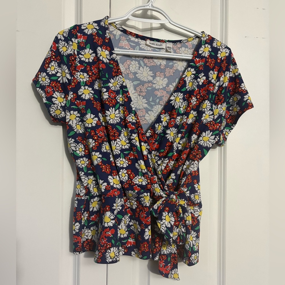 Rebel Sugar Floral Wrap Blouse